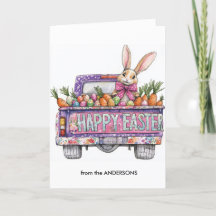 Auto voll mit Ostereiern und Kaninchen