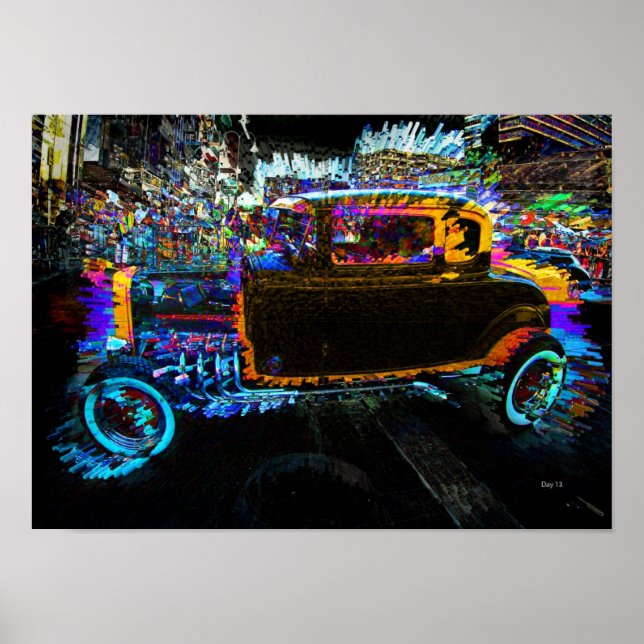 Auto, warme August, Reno Poster (Vorne)