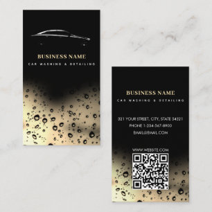 Auto Wash Automotive Reinigung QR Code Black Gold Visitenkarte