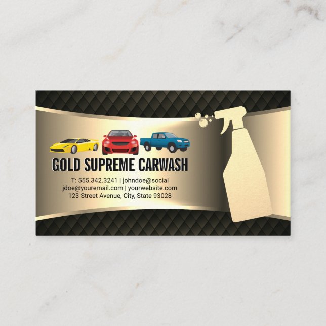 Auto Wash Cleaning Service Gold Metallic Visitenkarte (Vorderseite)