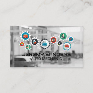 Auto Werkstatt   Mechaniker-Service-Symbole Visitenkarte