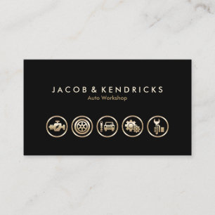 Auto Workshop Gold Icons BusinessCard Visitenkarte