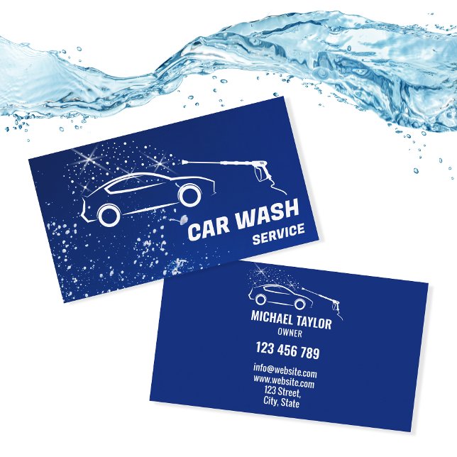 Autoabwasch-Service-Druck Auto im Detail Visitenkarte (Professional Car Wash Business Logo Design)