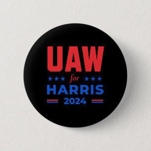 Autoarbeiter für Harris 2024 Uaw Roter Streik Kama Button