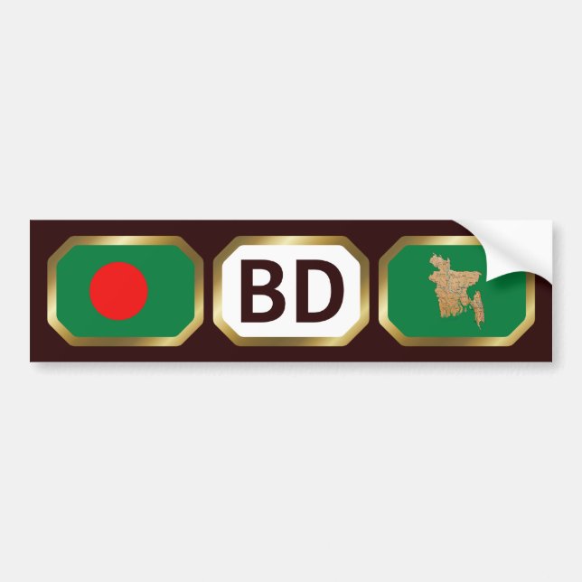 Autoaufkleber der Flaggenkarte von Bangladesch (Vorne)