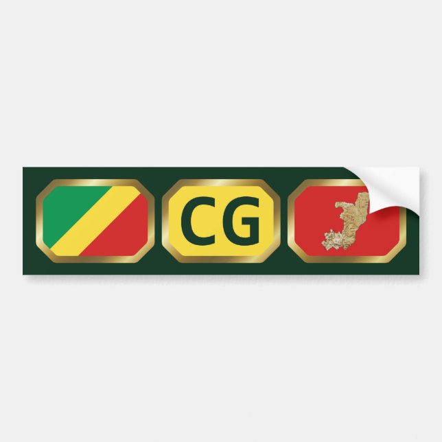 Autoaufkleber für den Code der Flagge Kongo-Brazza (Vorne)
