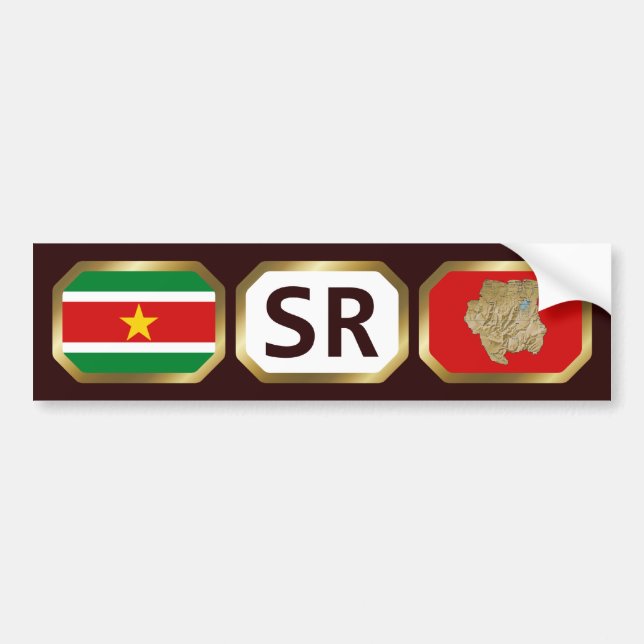 Autoaufkleber für den Suriname-Flag-Karte (Vorne)