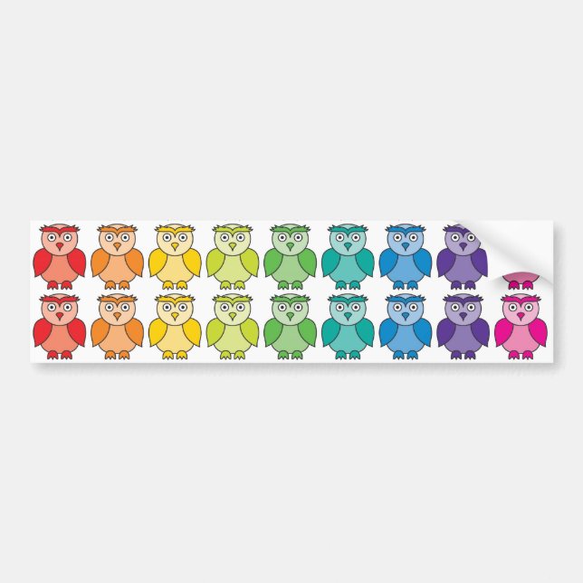 Autoaufkleber - niedliches Regenbogen-Eulen-Muster (Vorne)