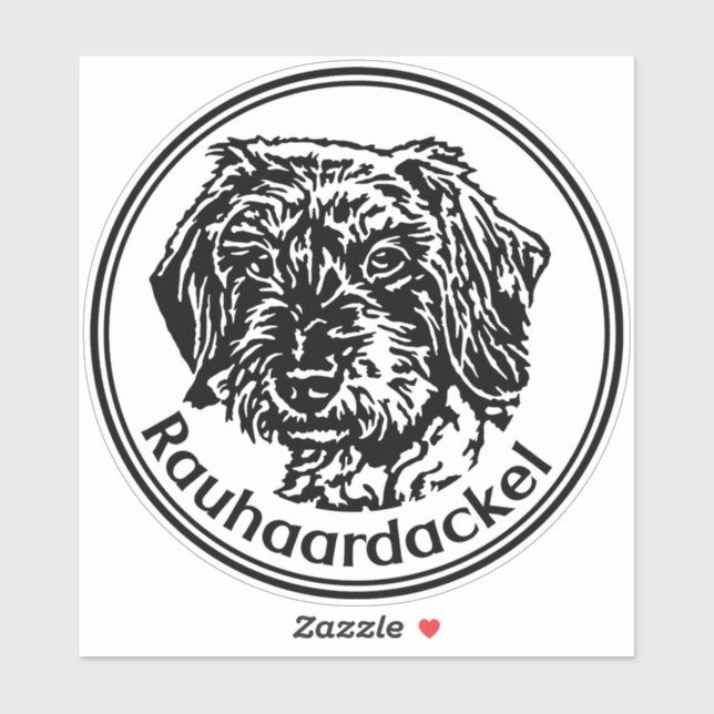 Autoaufkleber Rauhaardackel Teckel rund  Aufkleber (Blatt)