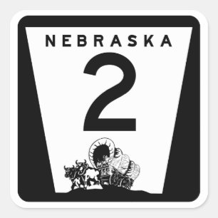 Autobahn 2, Nebraska, USA Quadratischer Aufkleber