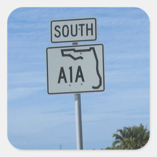 Autobahn A1A Süd Schild in Key West Foto Quadratischer Aufkleber
