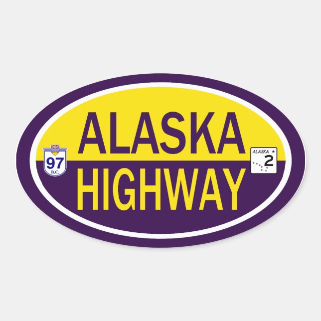 Autobahn Alaska Ovaler Aufkleber (Vorderseite)