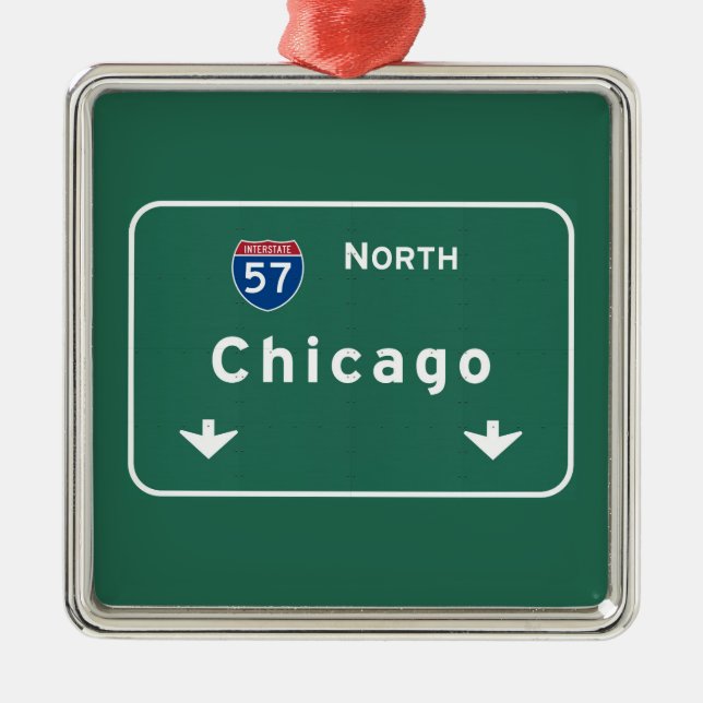 Autobahn-Autobahn-Straße Chicagos Illinois: Silbernes Ornament (Vorne)