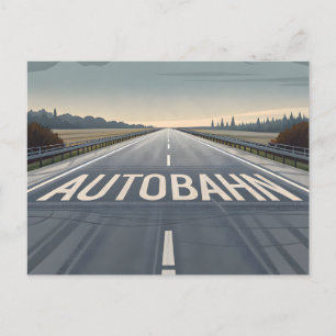 Autobahn Endlose Straßenperspektive Kunst Postkarte