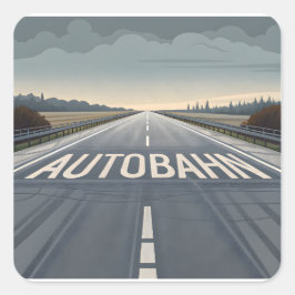 Autobahn Endlose Straßenperspektive Kunst Quadratischer Aufkleber