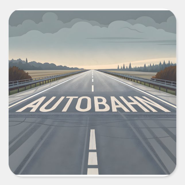 Autobahn Infinite Road Perspective Art Quadratischer Aufkleber (Vorderseite)