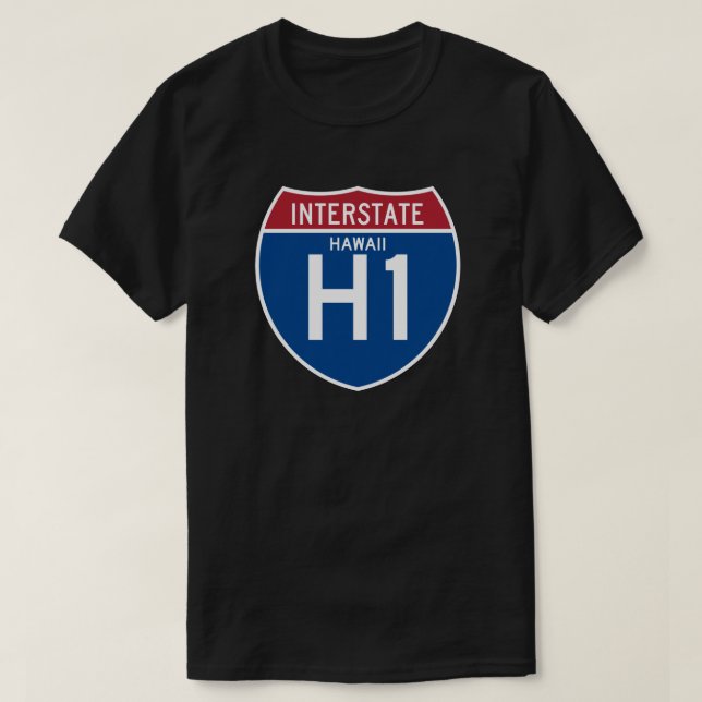 Autobahn-Schild Hawaiis HI I-H1 - T-Shirt (Design vorne)