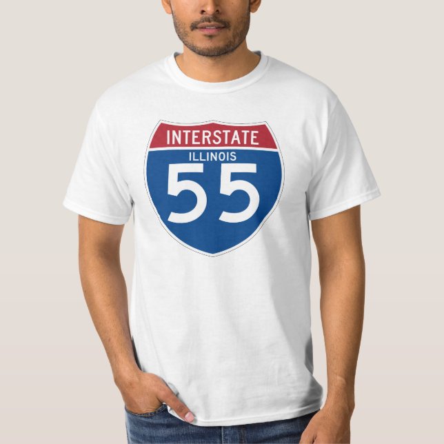 Autobahn-Schild Illinois IL I-55 - T-Shirt (Vorderseite)