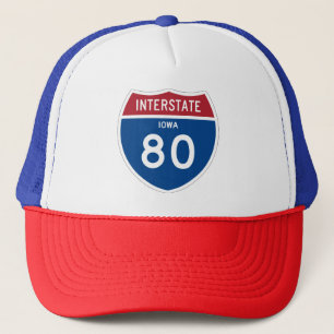 Autobahn-Schild Iowas IA I-80 - Truckerkappe
