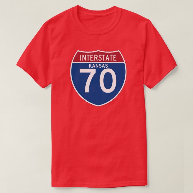 Autobahn-Schild Kansas KS I-70 - T-Shirt (Design vorne)