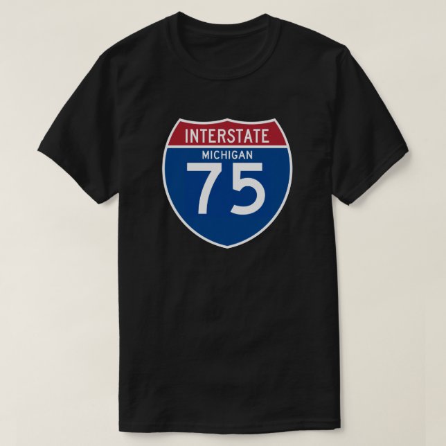 Autobahn-Schild Michigans MI I-75 - T-Shirt (Design vorne)
