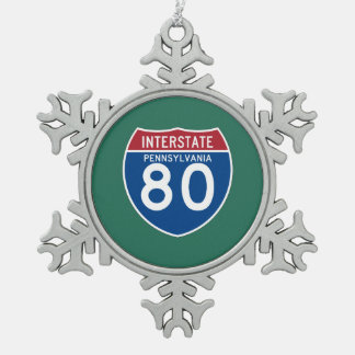 Autobahn-Schild Pennsylvania PAs I-80 - Schneeflocken Zinn-Ornament