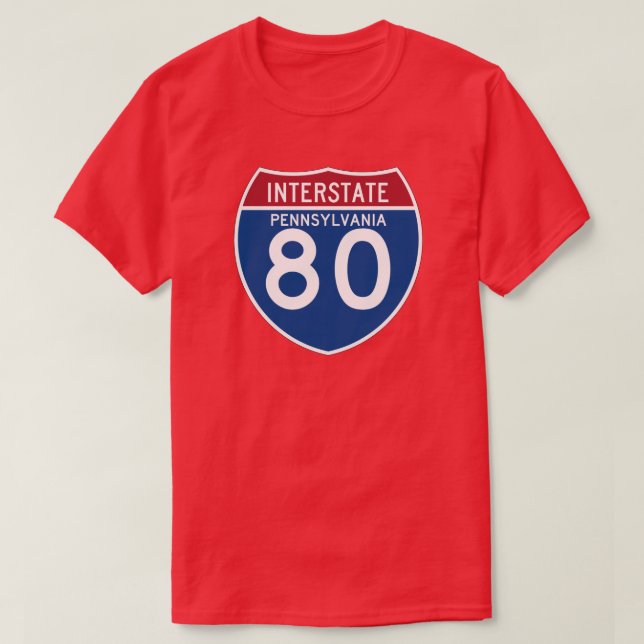 Autobahn-Schild Pennsylvania PAs I-80 - T-Shirt (Design vorne)
