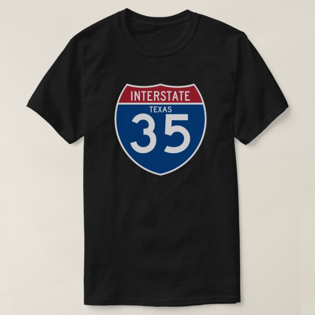 Autobahn-Schild Texas TX I-35 - T-Shirt (Design vorne)