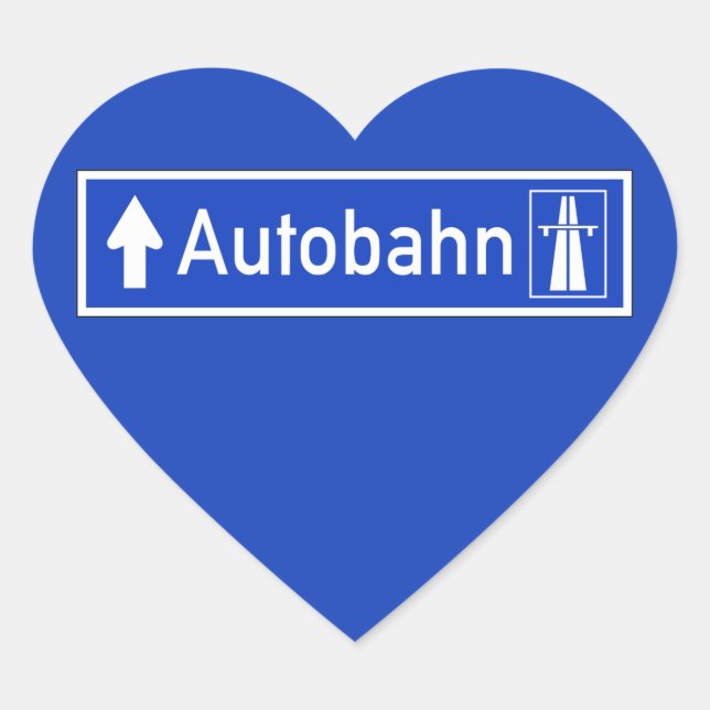 Autobahn, Verkehrszeichen, Deutschland Herz-Aufkleber (Vorderseite)