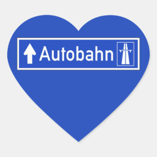 Autobahn, Verkehrszeichen, Deutschland Herz-Aufkleber