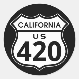 Autobahnschild California 420 Day Runder Aufkleber