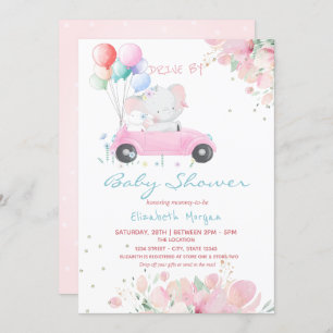 Autoballons mit Blumenantrieb mit Babydusche Einladung