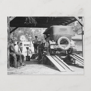 Autobetriebsstation, 1924. Vintage-Foto Postkarte