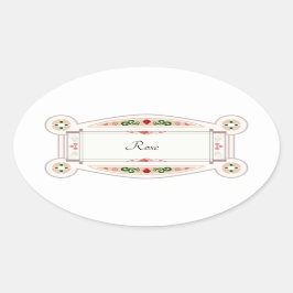 Autocollant rétro avec étiquette Rose Ovaler Aufkleber