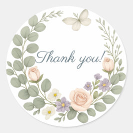 Autocollant thank you floral runder aufkleber