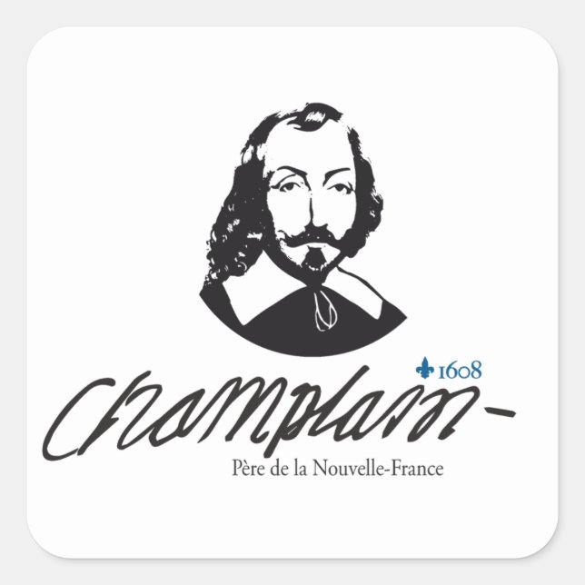 Autocollant x20 Champlain père Nouvelle-Frankreich Quadratischer Aufkleber (Vorderseite)