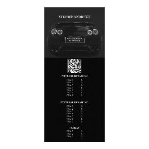 Autodetailing-Autoreinigung-Reparatur-Preisliste Werbekarte