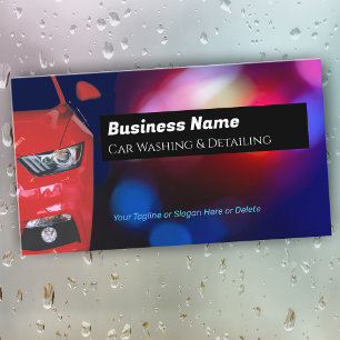 Autodetailing, roter Sportwagen, QR-Code Visitenkarte