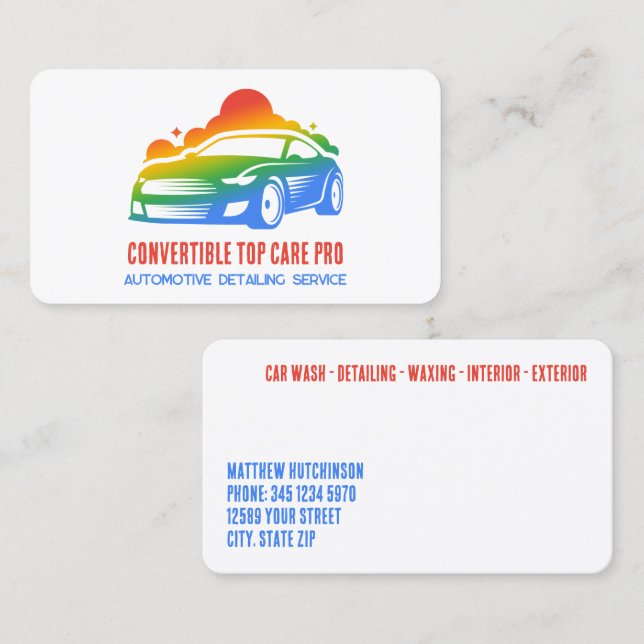 Autodetails farbig visitenkarte (Vorne/Hinten)