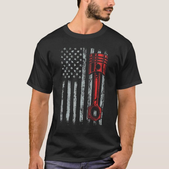 Autoenthusiasten amerikanische Fahne Pistole Muscl T-Shirt (Vorderseite)