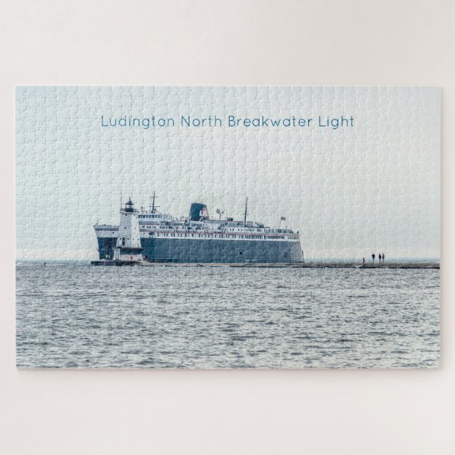 Autofähre bei Ludington North Breakwater Light Puzzle (Horizontal)