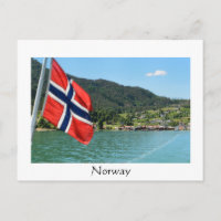 Autofähre in Norwegen - weiße Postkarte