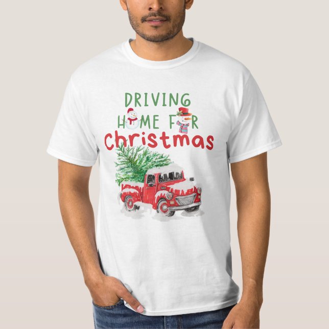 Autofahren Zuhause zu Weihnachten, frohe Weihnacht T-Shirt (Vorderseite)