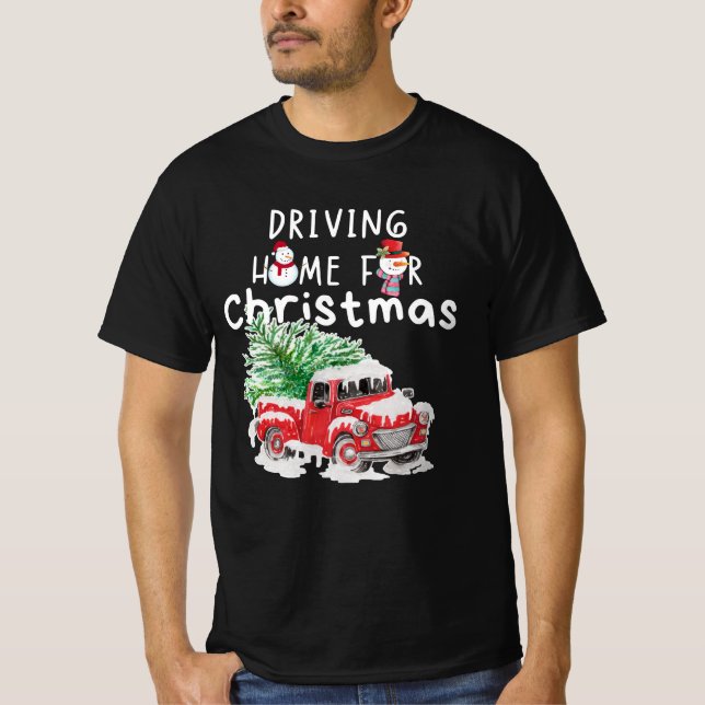 Autofahren Zuhause zu Weihnachten, frohe Weihnacht T-Shirt (Vorderseite)