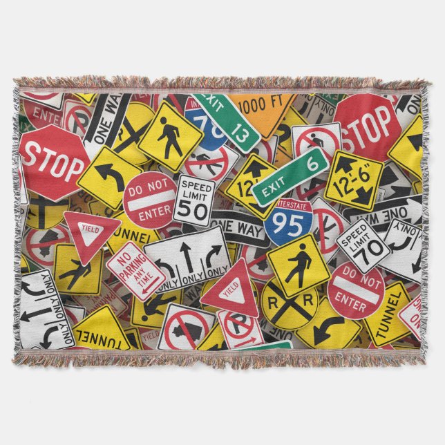 Autofahrer-Fun Road-Sign Collage Decke (Vorderseite)