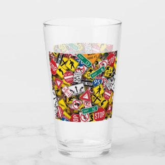 Autofahrer-Fun Road-Sign Collage Glas