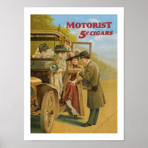 Autofahrer-Werbeposter für Vintage Kunst Poster