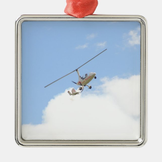 Autogiro im Flug Silbernes Ornament (Vorne)