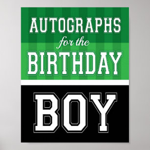 AUTOGRAFIKEN FÜR DAS GEBURTSTAG BOY Soccer Sign Pr Poster