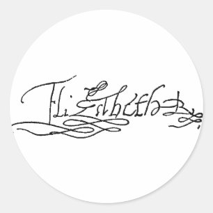 Autogramm der Königin Elizabeth I von England Runder Aufkleber